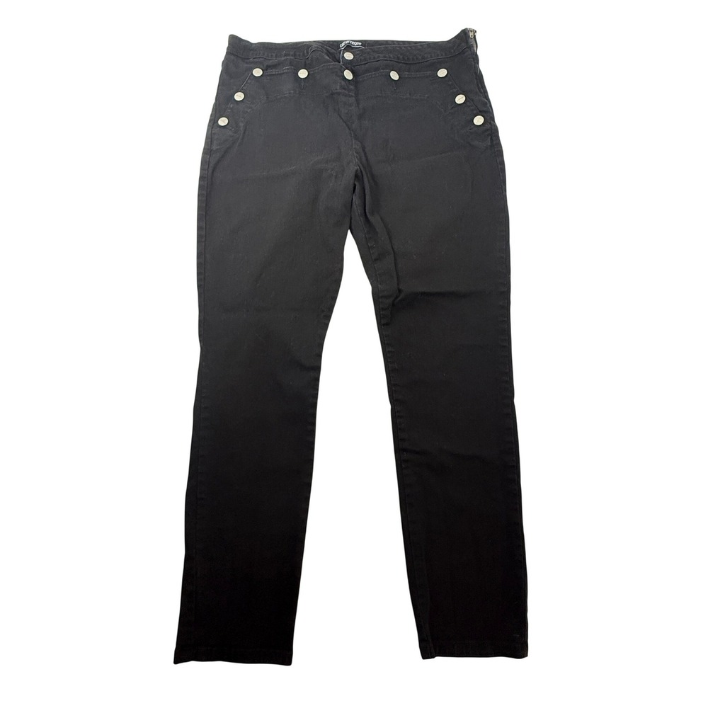 Catherine Gee 10 Womens Black Double Waistband Button Detail Straight‎ Pants